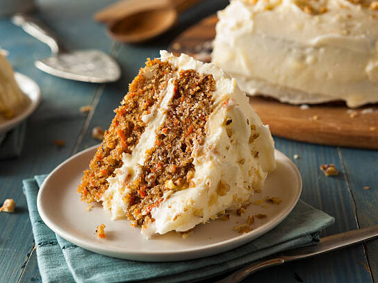 Healthy homemade carrot cake ready for easter