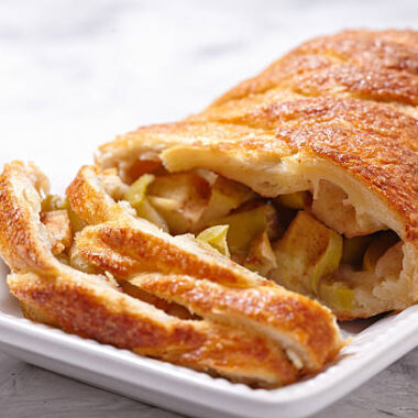 Delicious apple strudel with cinnamon pie spices